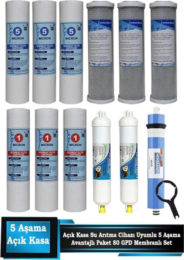 Açık Kasa Su Arıtma Cihazı 5 Aşamalı 80 GPD Süper Membranlı Filtre Bakım Seti (Avantajlı Paket) - Image 1