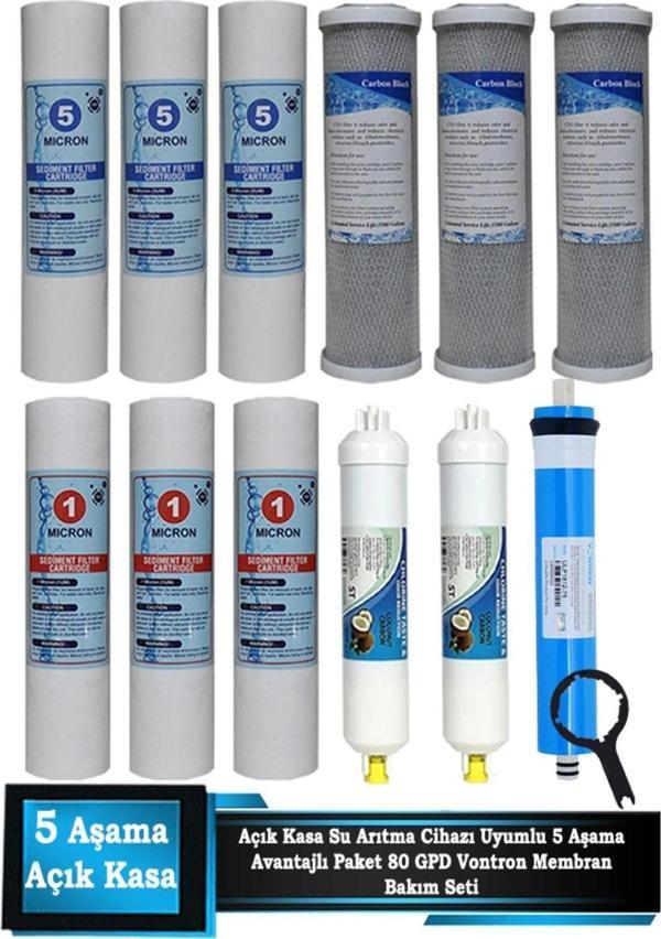Açık Kasa Su Arıtma Cihazı 5 Aşamalı 80 GPD Vontron Membranlı Filtre Bakım Seti (Avantajlı Paket) - Image 1