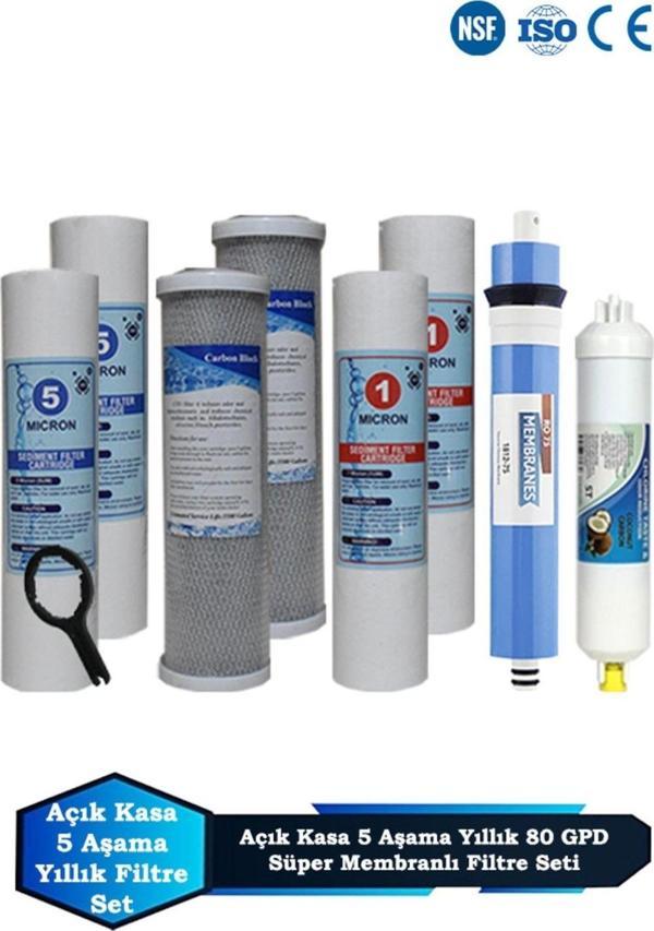 Açık Kasa Su Arıtma Cihazı 80 GPD Süper Membranlı 5 Aşama Yıllık Bakım Filtre Seti - Image 1