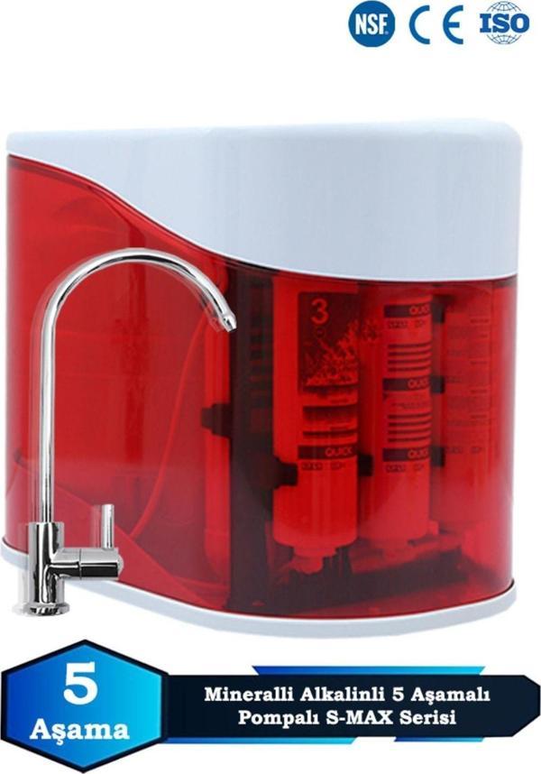 S-max 5 Aşamalı 12 Litre Metal Tanklı Süper Sarım Membran Teknolojili Pompalı Su Arıtma Cihazı - Image 1