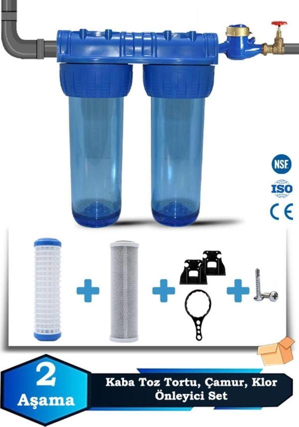Atlantis Daire Bina Girişi 10 İnch 2 Aşama Su Arıtma Yumuşatma Cihazı(TOZ TORTU,KLOR Önleyici Set) - Image 1