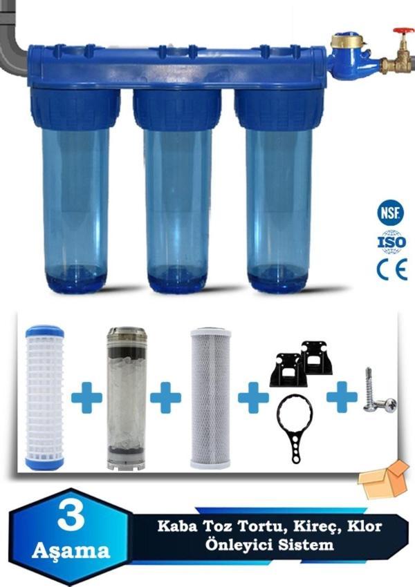 Atlantis Daire Bina Girişi 10 Inch 3 Aşama Su Arıtma Yumuşatma Cihazı(KİRE.KLOR ÖNLEYİCİ SET) - Image 1
