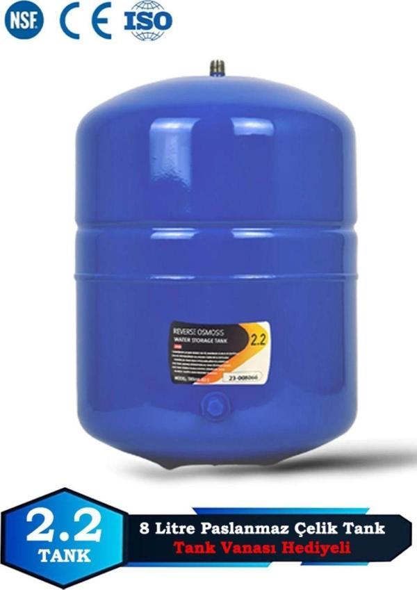 Su Arıtma Cihazı Metal Genleşme Standart NSF Belgeli 8 Lt Su Arıtma Deposu Tank Vanası Hediyeli - Image 1