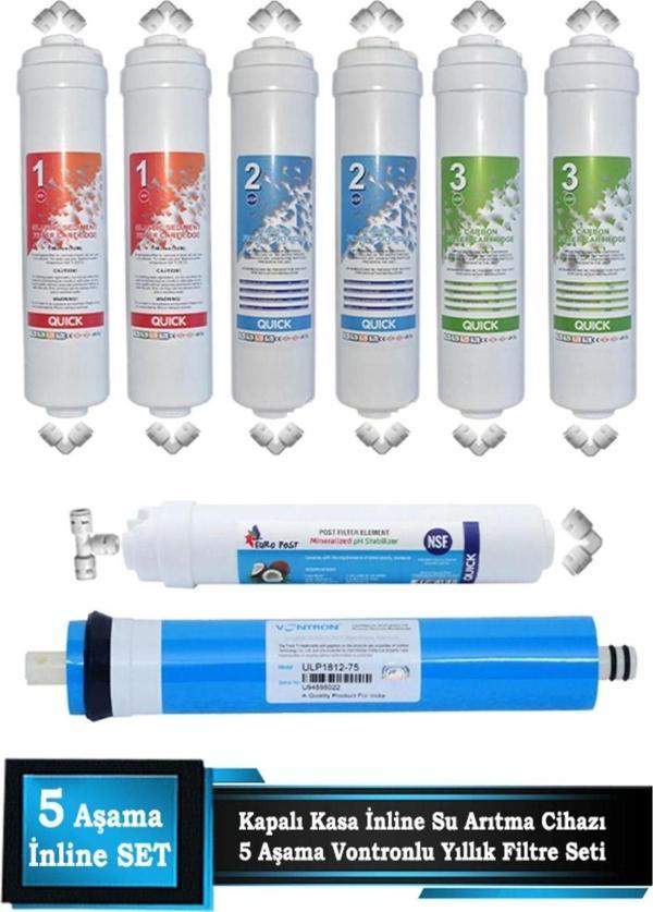 Kapalı Kasa 12'' Su Arıtma Cihazı Filtresi Vontron Membranlı Inline Yıllık Filtre Seti - Image 1