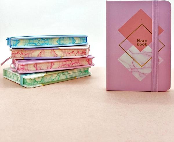 Dekoratif Şık A7 Not Defteri , Lastikli Cep Defteri - Pembe - Image 1