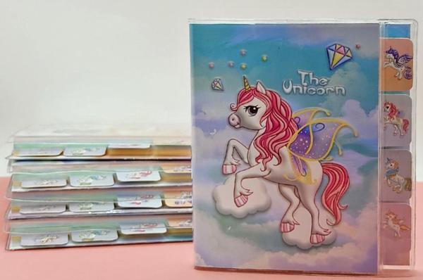 Unicorn Temalı A6 Not Defteri , Ayraçlı Ajanda - Mavi - Image 1