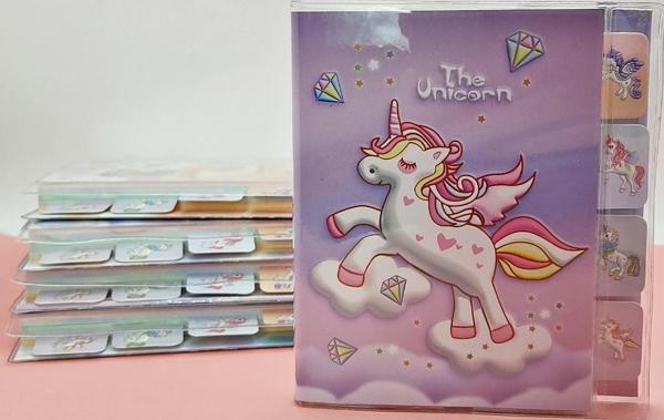 Unicorn Temalı A6 Not Defteri , Ayraçlı Ajanda - Pembe - Image 1