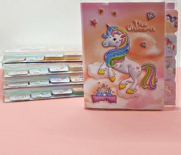 Unicorn Temalı A6 Not Defteri , Ayraçlı Ajanda - Turuncu - Image 1