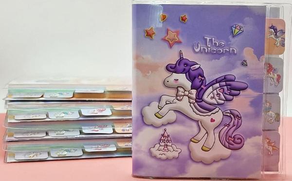 Unicorn Temalı A6 Not Defteri , Ayraçlı Ajanda -Mor - Image 1