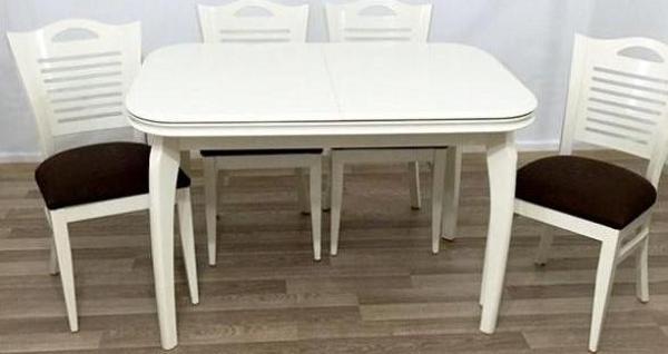 Masa 17754 MUZ Merdiven Sandalye Klasik Model Tk Parlak Lake Beyaz Kayın MUZ ayak - Image 1