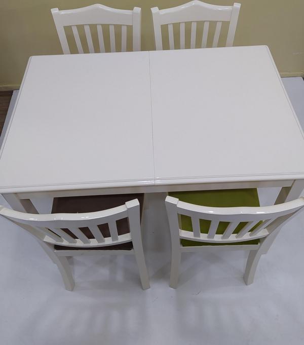 Masa -Sandalye 17864 MUTFAK Klasik model Kayın ayk açıl tabla Parlak beyaz kumaş - Image 1