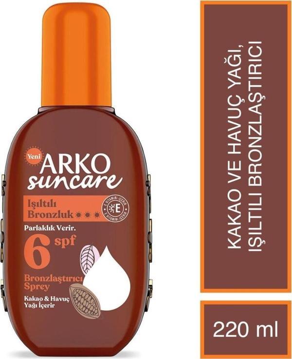 Arko Suncare Spf6 Bronzlaştırıcı Güneş Yağı Sprey 220 ml - Image 1