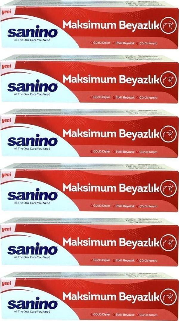 Sanino Diş Macunu 75 ml Maksimum Beyazlık x 6 Adet - Image 1
