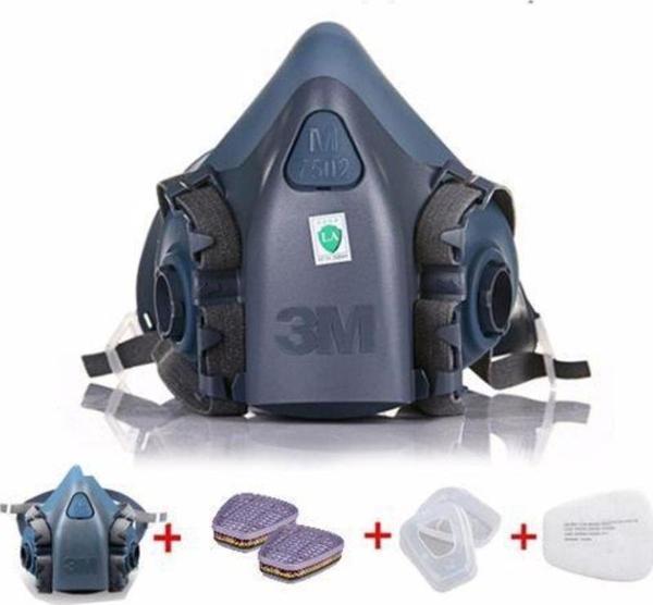 3M 7502 Yarım Yüz Maskesi + 3M 6057 Abe Filtre + 3M 5935 P3 Filtre +K501 Kapak - Image 1