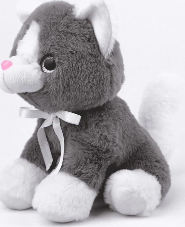 Peluş Oyuncak Oturan Kedi Çift Renkli 30 Cm - Gri Beyaz - Image 1