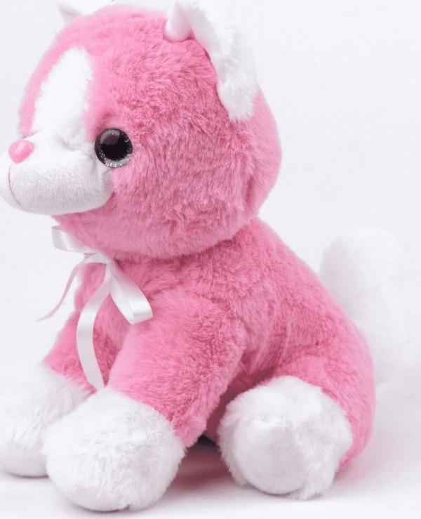 Peluş Oyuncak Oturan Kedi Çift Renkli 30 Cm – Pembe Beyaz - Image 1