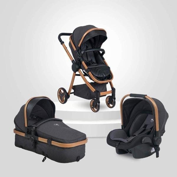 Biddy Pitty Oro Hafif Travel Sistem Anakucaklı Bebek Arabası Dark Pearl - Image 1