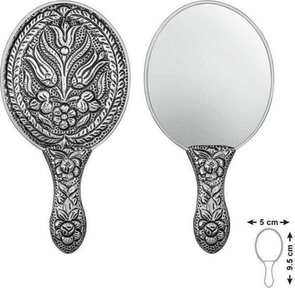 Gümüş Lale Motifli El Aynası - Image 1