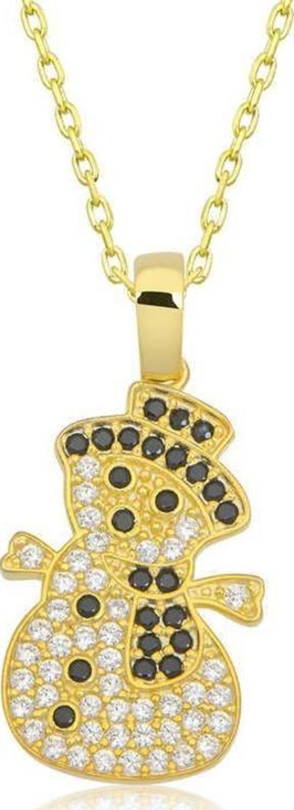 Gümüş Gold Kardan Adam Kadın Kolye - Image 1