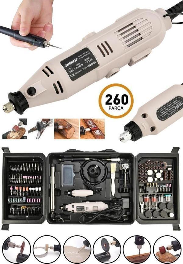 Devir Ayarlı Gravür Hobi Taşlama Seti 260 Parça - Image 1