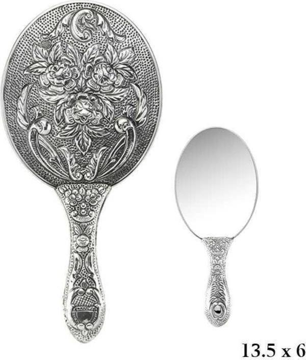 925 Ayar Gümüş Gül Motifli El Aynası - Image 1