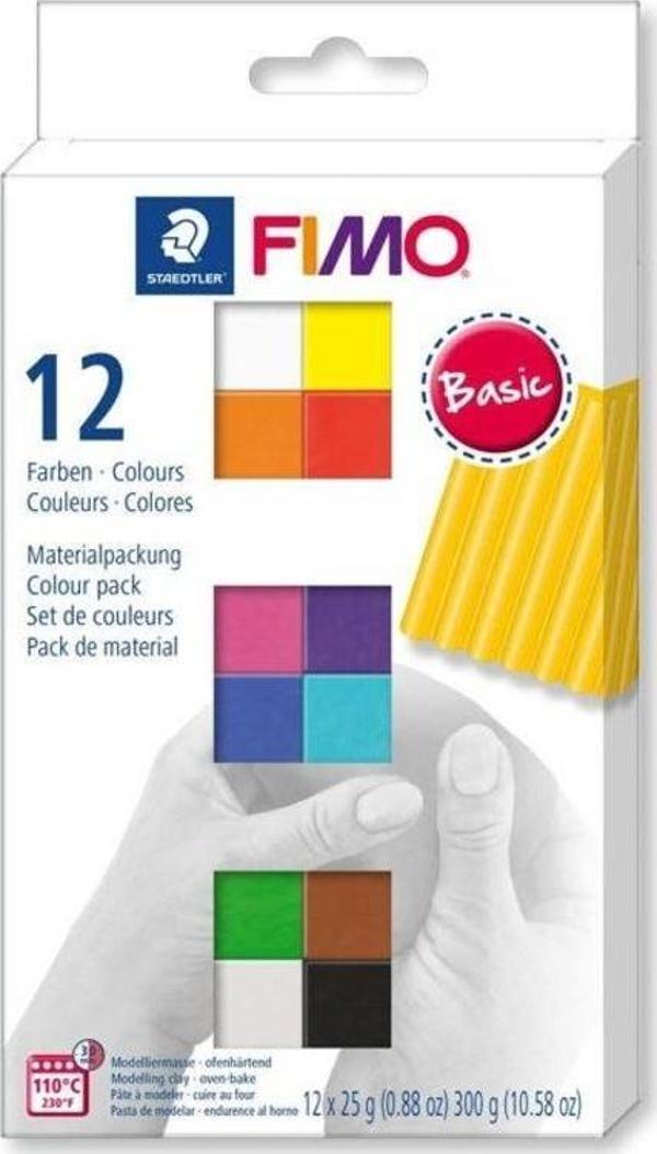 Staedtler Fimo Soft Polimer Kil Seti 25 gr x 12 Renk Basic (Ana) Renkler - Image 1