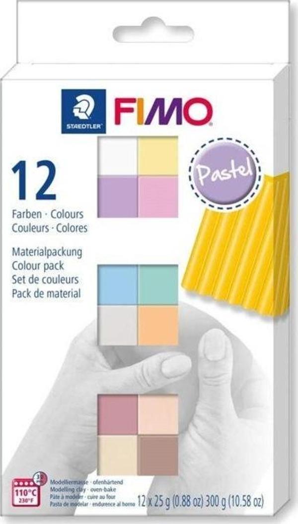 Staedtler Fimo Soft Polimer Kil Seti 25 gr x 12 Renk Pastel Renkler - Image 1