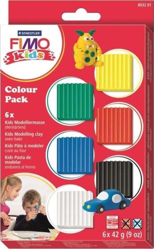 Staedtler Fimo Kids Polimer Kil Seti 42 gr x 6 Renk Mat Renkler - Image 1