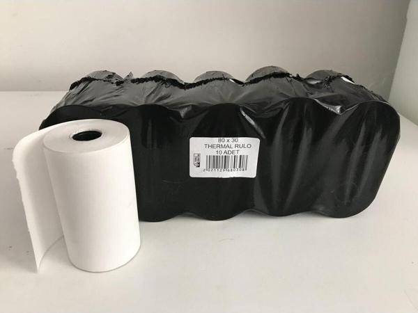 tahtakalehobi Termal Yazarkasa Pos Rulosu 80 mm x 30 mt Adisyon, Bilgi Fişi vs 10'lu Paket - Image 1