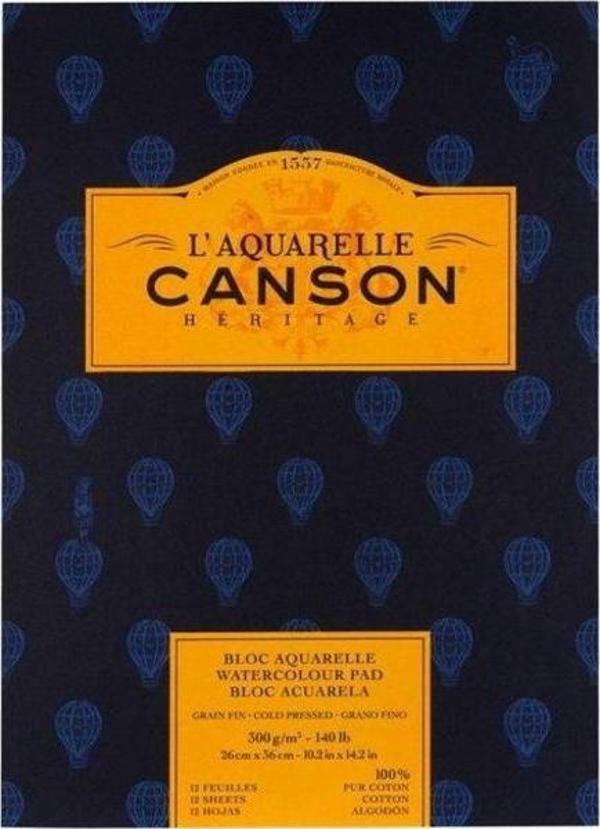 Canson Heritage Sulu Boya Blok 300 gr. 26x36 cm. 12 yp. Soğuk Baskı - Image 1