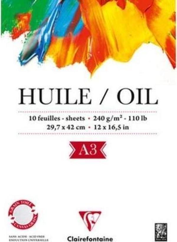 Clairefontaine Huile Oil Akrilik ve Yağlıboya Blok 240 gr. 10 yp. A3 - Image 1