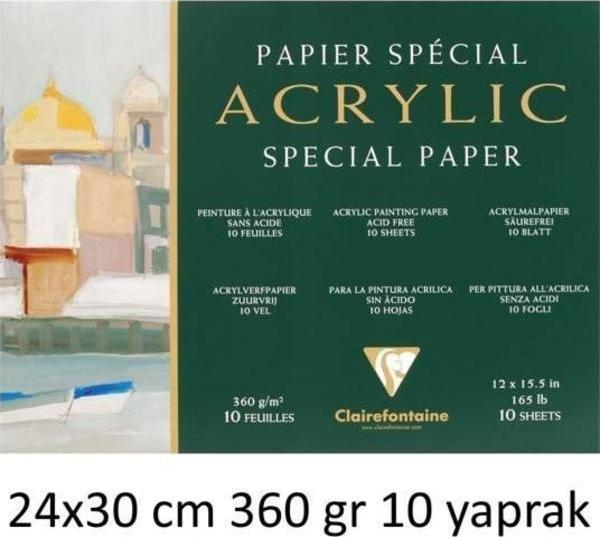 Clairefontaine Acrylic Special Paper Akrilik Blok 24x30 cm 360 gr 10 Yaprak - Image 1