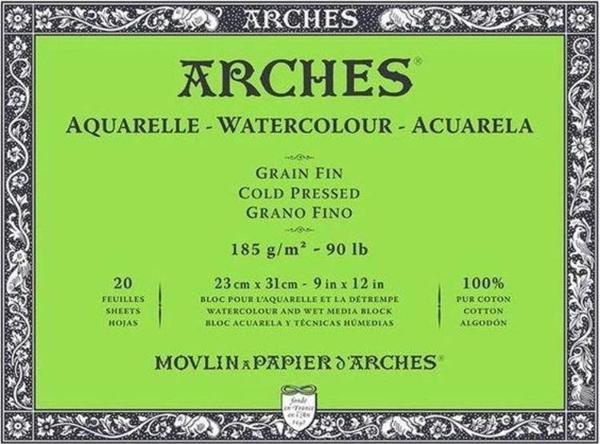 Arches Suluboya Blok Cold Press Natural White 185 gr 23x31 cm 20 Sayfa - Image 1