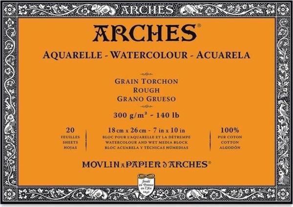 Arches Suluboya Blok Rough Natural White 300 gr 18x26 cm 20 Sayfa - Image 1