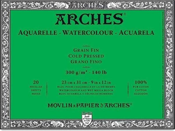 Arches Suluboya Blok Cold Press Natural White 300 gr 23x31 cm 20 Sayfa - Image 1