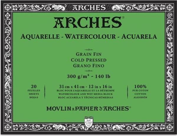 Arches Suluboya Blok Cold Press Natural White 300 gr 31x41 cm 20 Sayfa - Image 1