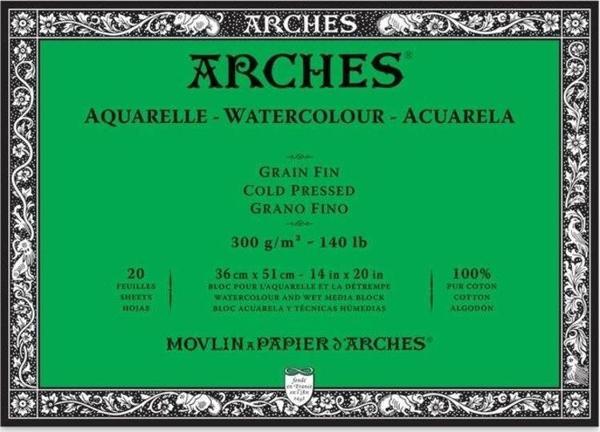 Arches Suluboya Blok Cold Press Natural White 300 gr 36x51 cm 20 Sayfa - Image 1