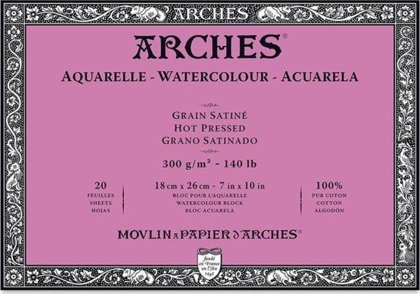 Arches Suluboya Blok Hot Press Natural White 300 gr 18x26 cm 20 Sayfa - Image 1