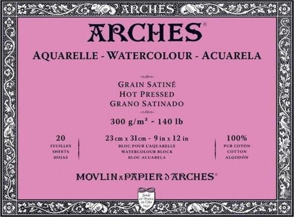 Arches Suluboya Blok Hot Press Natural White 300 gr 23x31 cm 20 Sayfa - Image 1