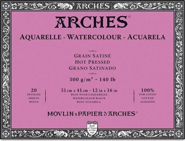 Arches Suluboya Blok Hot Press Natural White 300 gr 31x41 cm 20 Sayfa - Image 1