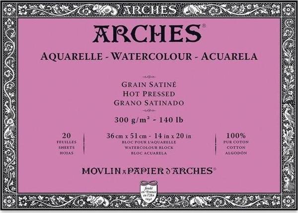 Arches Suluboya Blok Hot Press Natural White 300 gr 36x51 cm 20 Sayfa - Image 1