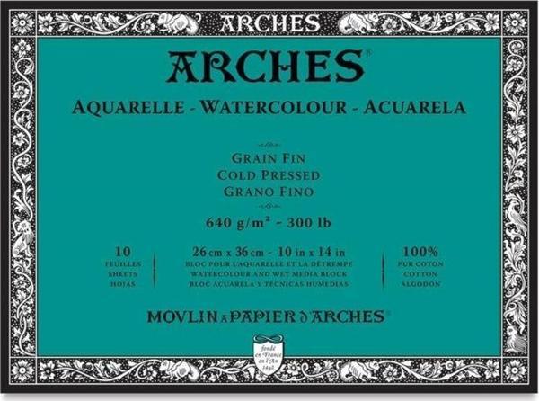 Arches Suluboya Blok Cold Press Natural White 640 gr 26x36 cm 10 Sayfa - Image 1