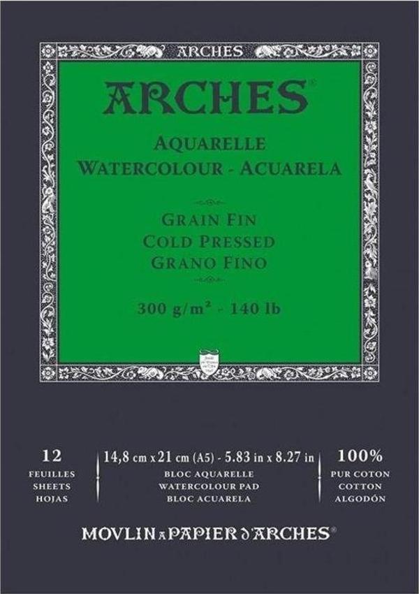 Arches Suluboya Defteri Cold Press Natural White 300 gr A5 12 Sayfa - Image 1