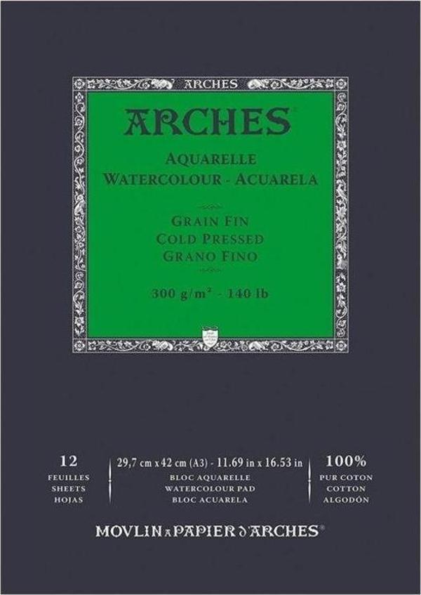 Arches Suluboya Defteri Cold Press Natural White 300 gr A3 12 Sayfa - Image 1