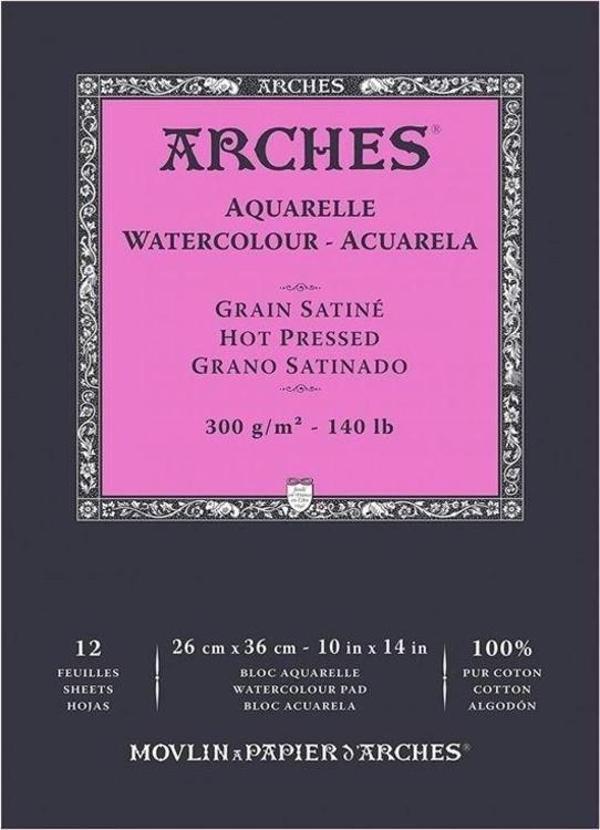 Arches Suluboya Defteri Hot Press Natural White 300 gr 26x36 cm 12 Sayfa - Image 1