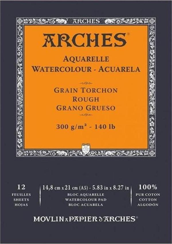 Arches Suluboya Defteri Rough Natural White 300 gr A5 12 Sayfa - Image 1