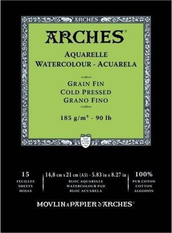 Arches Suluboya Defteri Cold Press Natural White 185 gr A5 15 Sayfa - Image 1