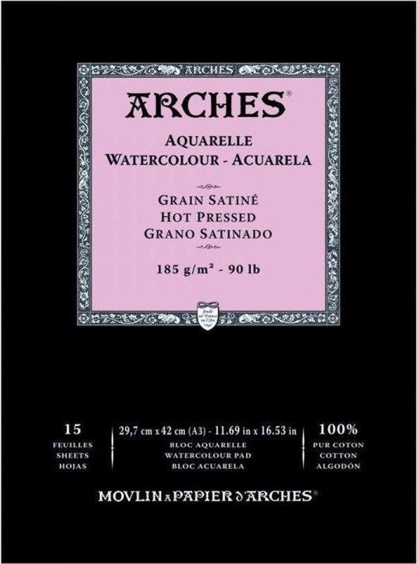 Arches Suluboya Defteri Hot Press Natural White 185 gr A3 15 Sayfa - Image 1