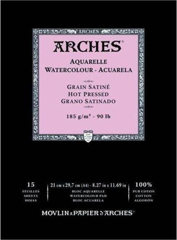 Arches Suluboya Defteri Hot Press Natural White 185 gr A4 15 Sayfa - Image 1