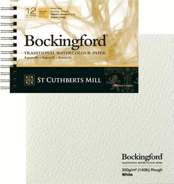St Cuthberts Mill Bockingford Spiralli Suluboya Defteri Rough 300 gr 180x130mm 12 yp - Image 1
